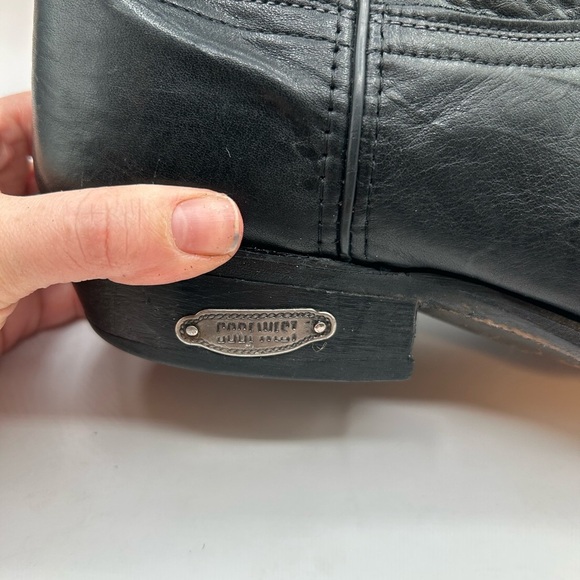 Code West women’s black Leather Cowgirl boots Toe Guard 9.5 D USA Vintage - Picture 6 of 16